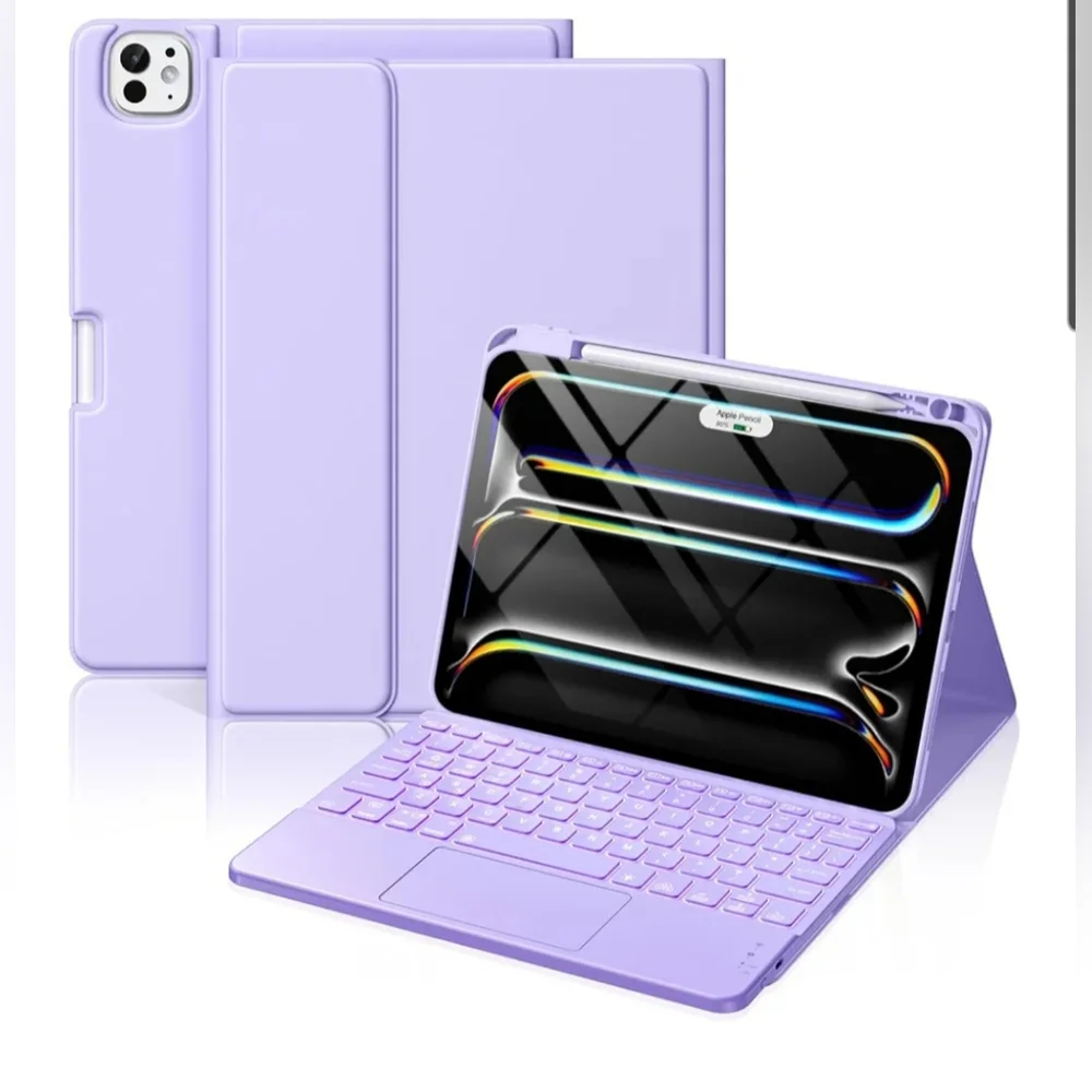 New- Purple Magnetic Tablet Case with Detachable Keyboard